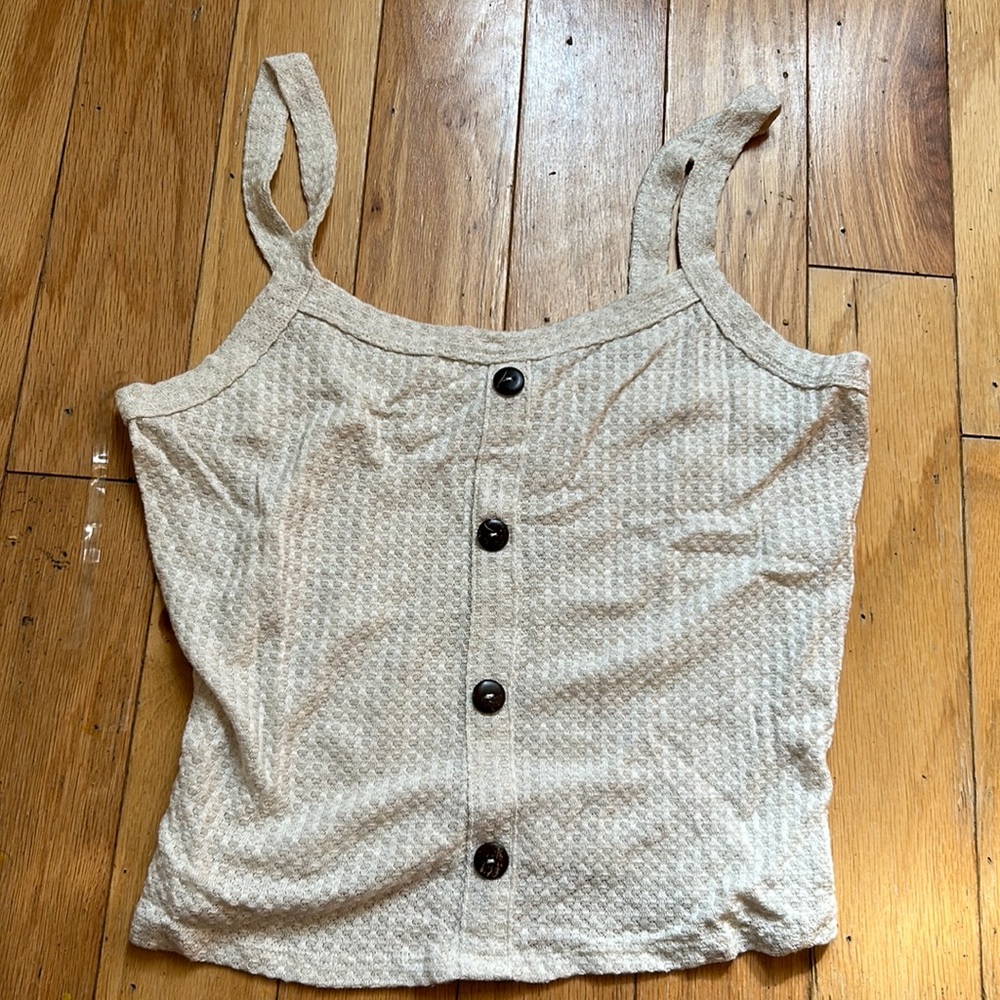 Cream button up fashion nova tank top